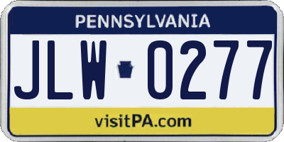 PA license plate JLW0277