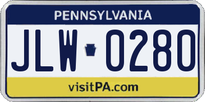 PA license plate JLW0280