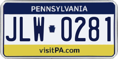 PA license plate JLW0281