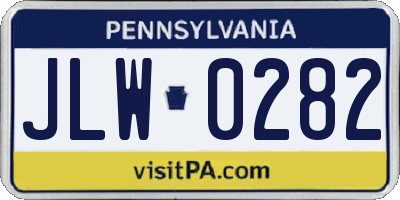 PA license plate JLW0282