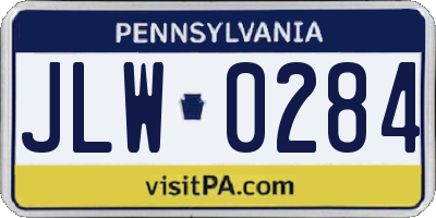PA license plate JLW0284