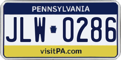 PA license plate JLW0286