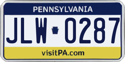 PA license plate JLW0287