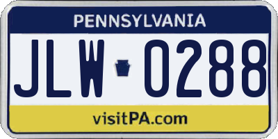 PA license plate JLW0288