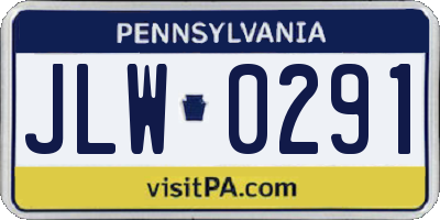 PA license plate JLW0291