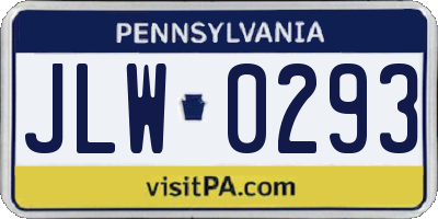 PA license plate JLW0293