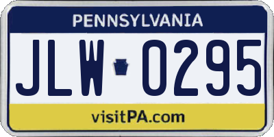 PA license plate JLW0295