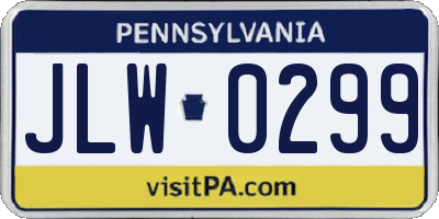 PA license plate JLW0299