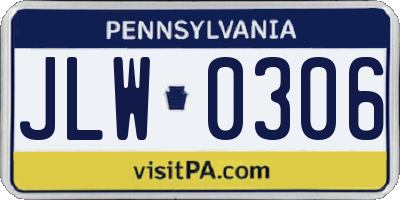 PA license plate JLW0306