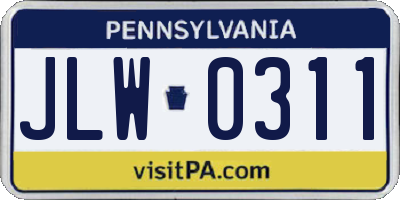 PA license plate JLW0311