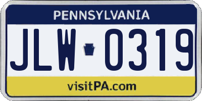PA license plate JLW0319