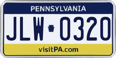 PA license plate JLW0320