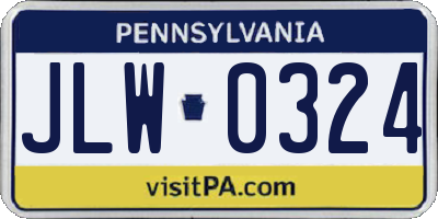 PA license plate JLW0324