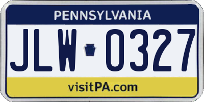 PA license plate JLW0327