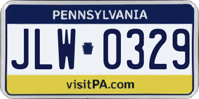 PA license plate JLW0329