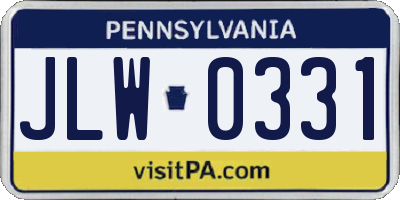 PA license plate JLW0331