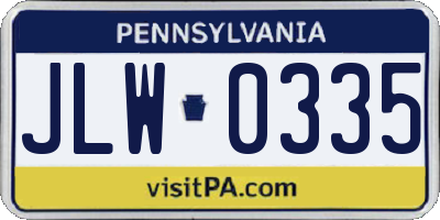 PA license plate JLW0335