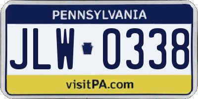 PA license plate JLW0338