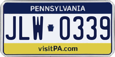PA license plate JLW0339