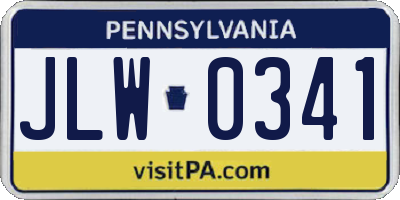 PA license plate JLW0341