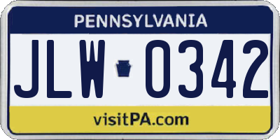 PA license plate JLW0342
