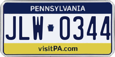 PA license plate JLW0344