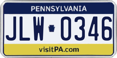 PA license plate JLW0346
