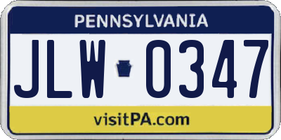 PA license plate JLW0347