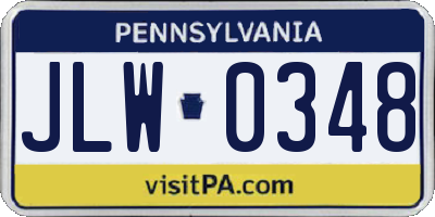 PA license plate JLW0348