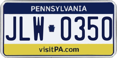 PA license plate JLW0350
