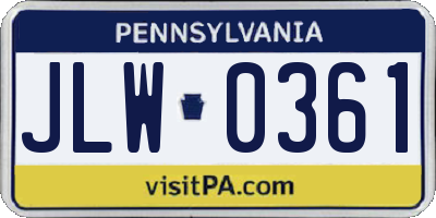 PA license plate JLW0361