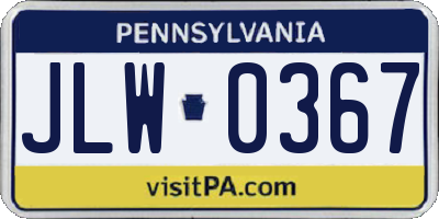 PA license plate JLW0367