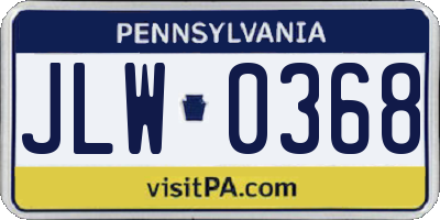 PA license plate JLW0368