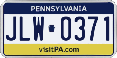 PA license plate JLW0371