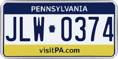 PA license plate JLW0374