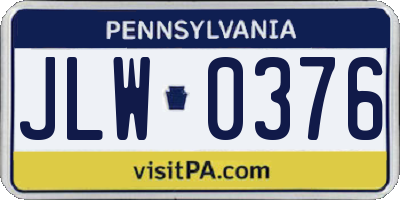 PA license plate JLW0376