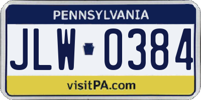 PA license plate JLW0384