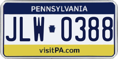 PA license plate JLW0388