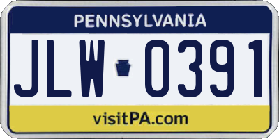 PA license plate JLW0391