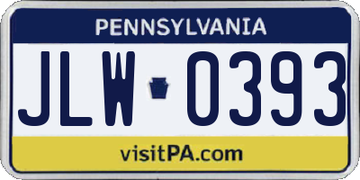 PA license plate JLW0393