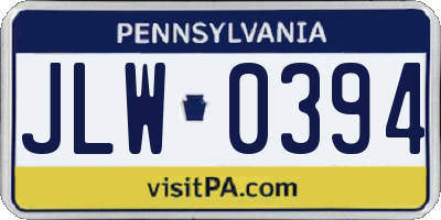 PA license plate JLW0394