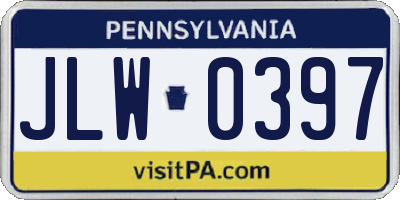 PA license plate JLW0397