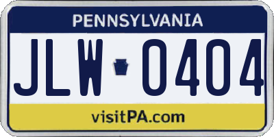 PA license plate JLW0404