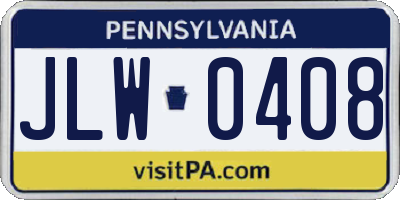 PA license plate JLW0408