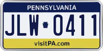 PA license plate JLW0411