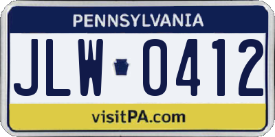 PA license plate JLW0412