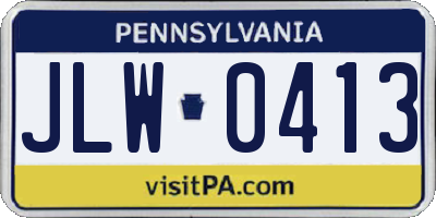 PA license plate JLW0413