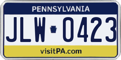 PA license plate JLW0423