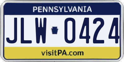 PA license plate JLW0424