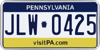 PA license plate JLW0425